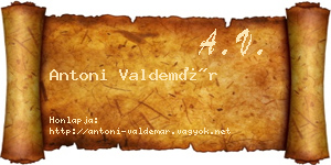 Antoni Valdemár névjegykártya